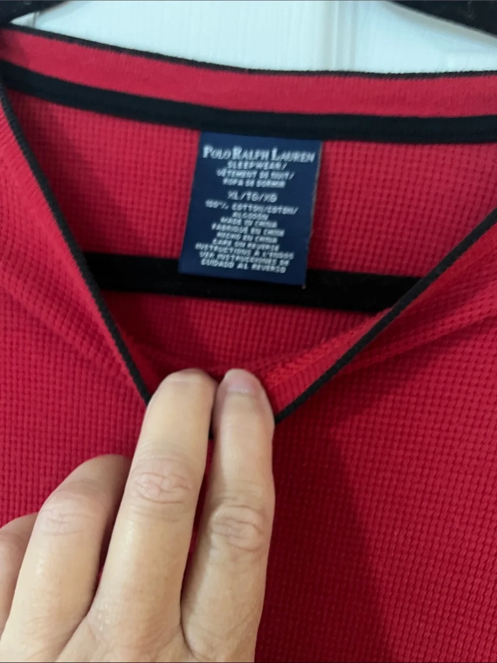 Polo by Ralph Lauren Bright Red Crewneck Thermal Henley with White Pony